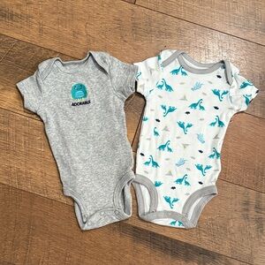 Carter's Gray and White Dinosaur Bodysuits